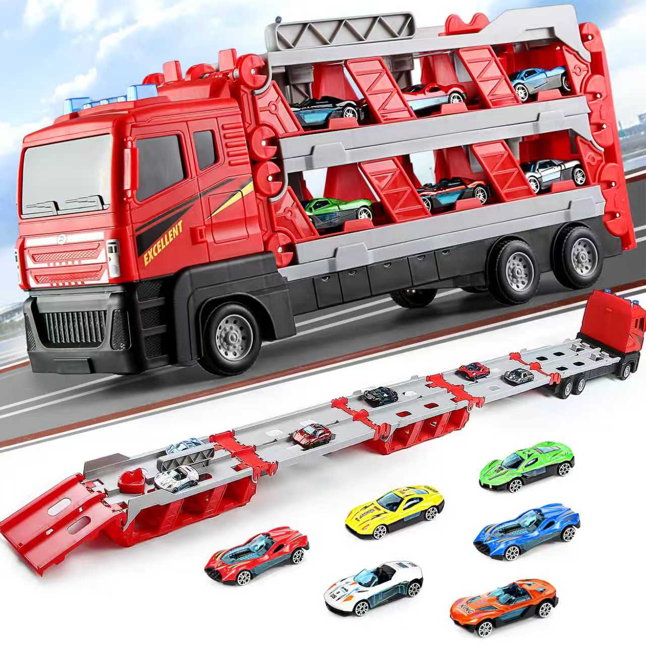 Folding Car Carrier Truck Toy  - Car Accessories For Boys review and price
